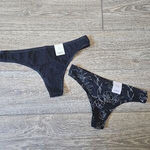 🔥4/$20 Auden Black Cotton Blend Thong Panties Bundle of 2